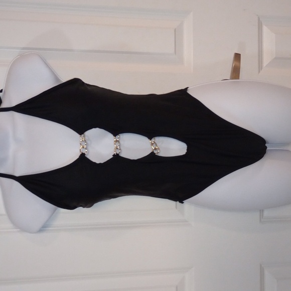 SMALL NWOT HALTER ONE PIECE SWIMSUIT, Black, SEXY - Picture 8 of 8